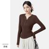 Camada Base Térmica Gola V Feminina Outono e Inverno Manga Longa Suéter Top Quente Versátil Body Ajustado Cardigan de Tricô Camisa Base Feminina