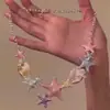 Colar Pingente Estrela do Mar Colorida Estilo Europeu e Americano para Mulheres Colar Boêmio para Férias na Praia
