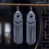 Aretes largos de borla de cadena larga con cuentas de estilo étnico transfronterizo, de alto sentido femenino, bohemios para viaje, joyería para la oreja al por mayor