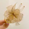 Presilha de Cabelo de Rede Doce com Laço e Cabeça de Bola Artefato para Cabelo Parte de Trás da Cabeça Grande de Alto Nível Presilha Tubarão Acessórios de Cabelo Feminino