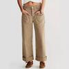 Jeans de Trabajo Rectos Lavados No Elásticos Estilo Retro Americano para Mujer Otoño Nueva Marca de Moda Callejera Pantalones de Mezclilla de Pierna Ancha para Mujer