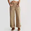 Jeans de Herramienta Rectos Lavados No Elásticos Estilo Retro Americano para Mujer Otoño Nuevo Calle Comercio Exterior Pierna Ancha Vaqueros Pantalones para Mujer