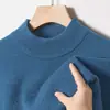 Suéter masculino atacado transfronteiriço suéter espesso outono e inverno novo estilo gola alta média cor sólida manga longa camisa base de tricô