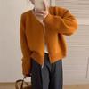 Top Cárdigan Tejido con Cuello en V y Doble Cremallera Estilo Coreano para Mujer Primavera y Otoño 2025 Nuevo Versátil Look Adelgazante Chaqueta Suéter Corta