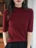 Nuevo suéter de punto de cuello medio alto transfronterizo, fina imitación de lana, diseño elegante con hebilla en la espalda, mangas tres cuartos, adecuado para todas las estaciones.