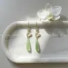 Nuevos pendientes de calcedonia con forma de gota de agua y mariposa estilo chino para mujer, pendientes vintage elegantes con borlas verdes, joyería Hanfu de alta gama