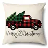 Productos para el Hogar Transfronterizos Amazon Funda de Almohada Navideña Papá Noel Árbol Sofá Funda de Almohada de Lino Funda de Almohada