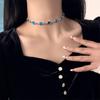 Gargantilla de diamantes azules para mujer, collar de verano ligero, de lujo, de alta gama, con cadena de clavícula, accesorios para vestidos de celebridades cibernéticas.