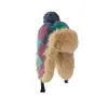 Gorro Lei Feng Engrosado Resistente al Frío para Mujer, Adecuado para Jugar en la Nieve en el Noreste, Gorro Cálido de Lana Tejida con Forro de Felpa, Cuadros Retro para Circunferencia de Cabeza Grande