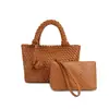 2026 Nova Bolsa de Mão Tecida Artesanal de Couro Macio de Alta Qualidade Versátil Moda Bolsa de Mão Estilo Cesta Bolsa de Ombro Bolsa de Braço
