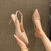 Tacones Altos Estilo Francés Puro Lust Nude para Mujer Tacones de Aguja Nuevos Primavera y Verano 2025 Zapatos Planos Sexy Elegantes de Punta Fina Tallas Grandes para Mujer