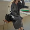 Vestido Suéter Longo Solto Estilo Preguiçoso Japonês com Gola para Mulheres, Outono e Inverno, Vestido Tricô para Usar por Baixo
