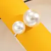 Anel de Guardanapo Dupla Pérola em Liga Simples Fivela Aberta de Pérola Anel de Guardanapo Decoração de Mesa de Hotel