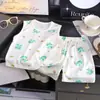 Nuevo Traje Chaleco Verano Delgado Jacquard Algodón Traje Niños Niñas Coreano Dibujos Animados Ropa de Casa Pijamas