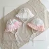 Chapéu de Bebê Verão Malha Fina Respirável Chapéu de Pescador para Meninas Laço de Princesa Proteção Solar Chapéu Bucket Primavera