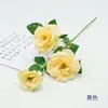 Ramo de Flores Artificiales de Rosa de Tallo Único de 3 Cabezas con Tacto Realista para Decoración del Hogar, Boda, Arreglo de Hotel, Accesorios Decorativos, Decoración Floral