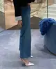 Salto Alto Chuyuji Preto Bico Fino para Mulheres 2026 Novo Verão Sexy Salto Fino Tira Laço Vazado Bico Fechado