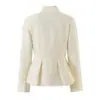 Ropa de Mujer Transfronteriza 2026 Moda Europea y Americana Casual Blazer de un Solo Botón con Cuello en V Cintura Ceñida Dobladillo tipo Falda Mujer C27940