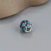 Plata de ley S925 Loto Azul quemado con accesorios de cuentas vintage DIY hechos a mano cuentas sueltas accesorios de cuentas de flores accesorios de agujero horizontal joyería