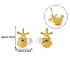 Pendientes de Acero Inoxidable con Forma de Estrella de Mar y Concha para Mujer de Cruce de Fronteras, Lujo Ligero, Perla de Imitación, Circonita, Fabricante, Venta al por Mayor