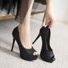 Ry186-2 Sapatos de Salto Alto com Saltos Finos e Plataformas Impermeáveis para Mulheres, Sapatos de Princesa da Boate Brilhantes com Lantejoulas Brancas