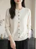 Cardigan de Punto Fino de Lana Redondo de Manga Larga para Mujer, Color Sólido, Holgado, Versátil, con Botones de Colores, Nuevo Otoño/Invierno 2026