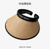 Sombrero de Sol Negro de Plástico Ins de Verano Estilo Coreano Sombrero de Sol de Copa Vacía Sombrero de Sol de Celebridad de Internet con Ala Ancha Sombrero de Sol de Paja para Mujer Diadema de Sol de Moda