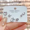 Exquisito y Compacto Conjunto de Tres Pendientes de Combinación de Estrella y Luna de Circonita Estilo Coreano Moda Celebridad de Internet Pendientes de Aguja de Plata Pendientes de Diseño