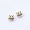 Cuentas Espaciadoras Chapadas en Oro de 18 Quilates que Conservan el Color Microincrustadas Zirconia Verde Búho Cuentas con Agujero Pasante Accesorios de Cuerda Trenzada para Pulsera DIY Venta al por Mayor
