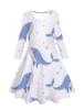 Vestido Casual de Manga Longa com Estampa Digital 3D de Baleia Azul e Golfinho Desenho Animado Popular Europeu e Americano da Amazon