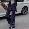 Jeans Acampanados Falsos de Dos Piezas para Mujer Talla Grande 100kg, Nuevos Pantalones Casuales de Pierna Ancha Adelgazantes para Otoño/Invierno, Largo hasta el Suelo
