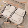 Bolsa de Cosméticos de Compresión de Viaje Tela de Memoria Set de Seis Piezas Zapatos Íntimos Maleta Organización y Embalaje de Ropa Bolsa de Cosméticos