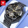 Star Zhang Zhilin patrocinios Reloj de la marca Oli nuevo cristal de diamante correa de acero reloj mecánico para hombre reloj de hombre