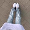 Jeans Azul Claro Fino Leve para Outono e Verão Masculino Americano Nicho Calças com Efeito Emagrecedor para Usar High Street Calças Retas Estreitas