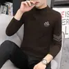 Nueva camiseta base para hombre y mujer de cuello medio alto, terciopelo de doble cara, terciopelo alemán, otoño e invierno, forrada de polar, engrosada, cálida, corte ajustado business, estampada