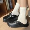 Sapatos Eva Birkenstock Baotou Meias Chinelos Femininos para Uso Externo 2025 Novos Chinelos Eva de Sola Grossa Preguiçosos de Uma Tira