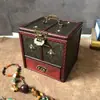 Caja de Joyería de Madera Estilo Antiguo, Tocador con Espejo, Caja de Almacenamiento de Joyería Estilo Chino Vintage, Accesorios de Boda, Regalo Retro