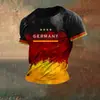 Camiseta Masculina com Estampa de Águia Padrão Bandeira Alemã Gola Redonda Manga Curta Suéteres com Impressão Digital 3D Streetwear Tops Casuais Masculinos