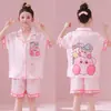 Pijama de seda de hielo para niñas, nuevo modelo de verano 2026, delgado de manga corta estilo princesa para niñas, adecuado para usar afuera en verano