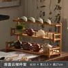 Prateleira de Exibição para Mesa, Suporte de Xícaras de Chá em Madeira Maciça, Prateleira de Armazenamento para Conjunto de Chá, Mesa de Chá Pequena para Sala de Chá do Escritório, Prateleira de Armazenamento para Mesa de Chá