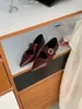 Versión de piel de oveja~Zapatos Mary Jane de punta tallados estilo francés con plataforma interior, zapatos planos de mujer con una sola tira y punta fina, zapatos planos de cuero