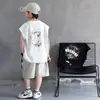 Conjunto de Verão Sem Mangas para Meninos 2026 Novo Estilo para Crianças Maiores, Conjunto de Duas Peças de Colete Fino Respirável de Verão para Meninos