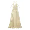 Comercio Exterior Transfronterizo Ropa de Mujer Verano 2026 Nuevo Estilo Europeo y Americano a la Moda Sexy Escote en V Halter Vestido con Patchwork de Encaje