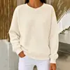 Camiseta casual suelta de manga larga con cuello redondo de color liso, nueva moda otoño transfronteriza europea y americana para mujer
