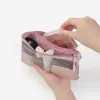 Bolsa pequeña de almacenamiento digital bolsa de maquillaje fibra de poliéster bolsa con doble cremallera bolso de mano portátil para el hogar MUJI bolsa de malla
