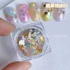 Arte de Unhas Dopamina Estrela de Cinco Pontas Vazada Lantejoulas Coração Rosa Doce Pétalas Coloridas Misturadas Adesivos de Laço Decoração