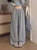 Pantalones de Arroz Pegajoso con Pedrería de Cielo Estrellado Completo para Mujer Otoño Invierno Nuevos de Cintura Alta que Cubren la Cadera Adelgazantes Pierna Recta Casual Largos Pantalones de Tela Fluida Pierna Ancha