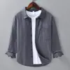 Camisa de Linho Manga Longa Primavera e Verão Masculina Casual de Negócios Versátil Algodão e Linho Camisa Top de Linho Masculino Literário 201