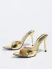 Zapatos de Tacón Alto para Mujer para Primavera y Verano, Punta Fina, Tacón Delgado, Mules de Una Correa, Modernos, Versátiles, Elegantes Sandalias de Tacón Alto