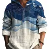 Moda 2024 primavera y otoño estación independiente venta caliente tinta arte japonés impresión 3D lino con capucha jersey de manga larga